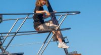 Greta Thunberg aboard a ship.