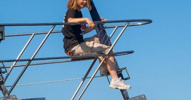 Greta Thunberg aboard a ship.