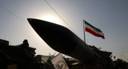 The S-200 missile system is displayed during the Iranian defence week, in a street in Tehran, Iran