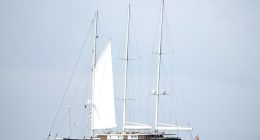 Jeff Bezos' sailing yacht, Koru, at sea.