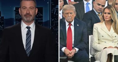 Jimmy Kimmel roasts President Trump for dozing off next to Melania Trump at his "G.I. Joe-themed birthday party": "The closest he gets to sleeping with his wife"