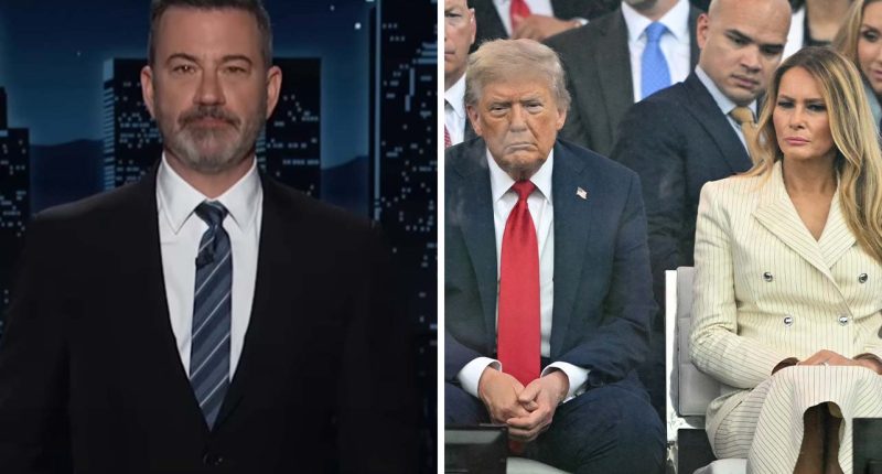 Jimmy Kimmel roasts President Trump for dozing off next to Melania Trump at his "G.I. Joe-themed birthday party": "The closest he gets to sleeping with his wife"