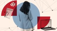 Montage of a girl, a laptop and packets of pills