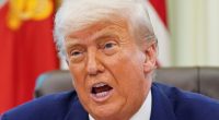 Close-up of Donald Trump speaking.