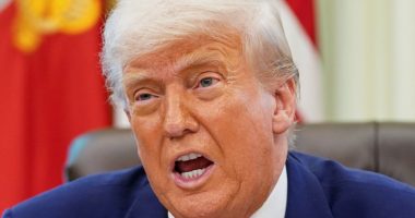 Close-up of Donald Trump speaking.