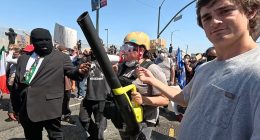 LA rioter dressed in makeshift tactical gear trolled at protests