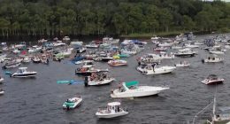 Law enforcement agencies working on water together in Clay County for Boat Skip Day