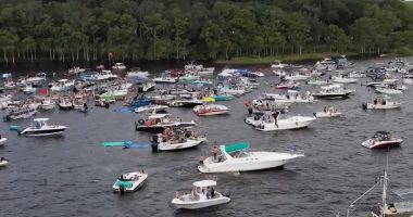Law enforcement agencies working on water together in Clay County for Boat Skip Day