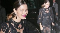 MTV VMAs 2013: Sheer daring: Jessica Biel wows in see-through black lace dress as she heads to VMA afterparty to support husband Justin Timberlake