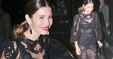 MTV VMAs 2013: Sheer daring: Jessica Biel wows in see-through black lace dress as she heads to VMA afterparty to support husband Justin Timberlake