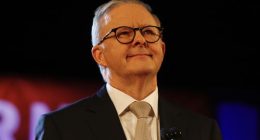 Prime Minister Anthony Albanese gives his support to Chris Minns the NSW Labour leader at the the Labour campaign launch at Hustville, Sydney, 5 March 2023. P