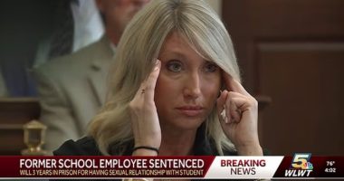 A woman sentenced to three years in prison for having a sexual relationship with a student.