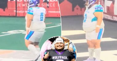 Meet the 270-pound arena league kicker going viral during 86-point loss