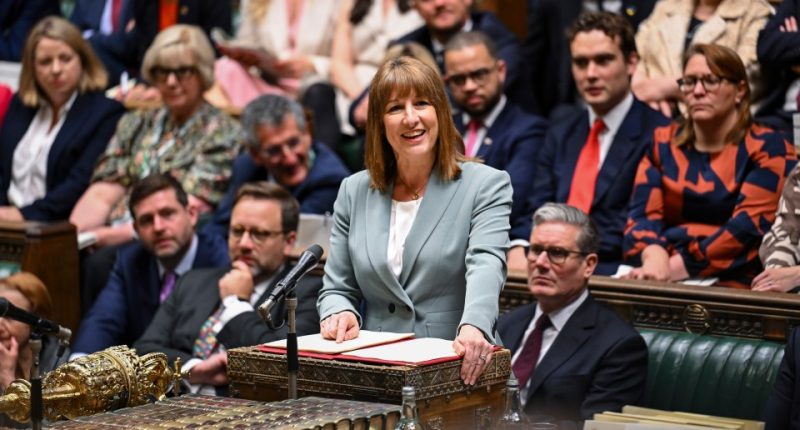 Rachel Reeves MP leaving Downing Street with her Spending Review.