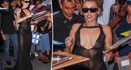 Miley Cyrus dares to bare in sheer black dress while promoting new album