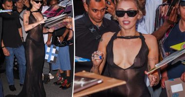 Miley Cyrus dares to bare in sheer black dress while promoting new album