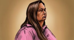 A courtroom sketch of Erin Patterson.