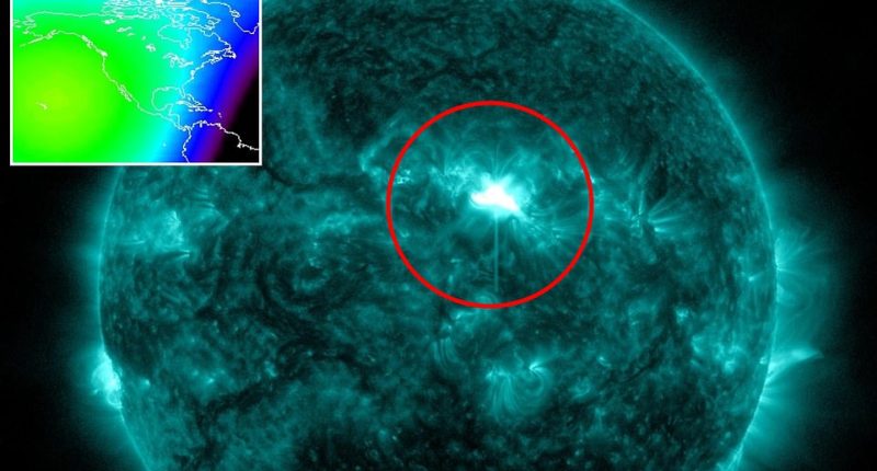 A powerful solar flare erupted from the sun on Tuesday, prompting warnings from NASA about potential blackouts and communication disruptions. The solar flare, classified as an X1.2 flare, one of the most severe types, exploded from the sun's Earth-facing side at around 6pm ET. 'X-class denotes the most intense flares, while the number provides more information about their strength,' NASA shared in a release.