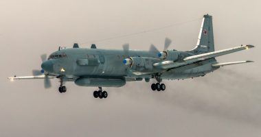 Russian Il-20 electronic intelligence aircraft in flight.