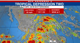 NHC issues warning as tropical depression two forms in the Gulf