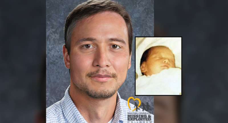 A photo of Kevin Verville Jr. as an infant alongside an age-progression rendering from the FBI.