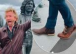 Noel Edmonds spotted once again wearing ODD shoes as he puts on a kooky display while dancing alongside statue of the Bee Gees on the Isle of Man - ahead of his '£1M' return to TV