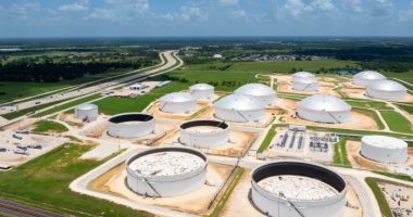 Oil storage tanks in Sealy, Texas.