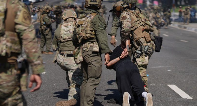 Protesters and immigration authorities face off for a second day in LA area after arrests