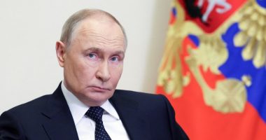 Vladimir Putin at a video conference.