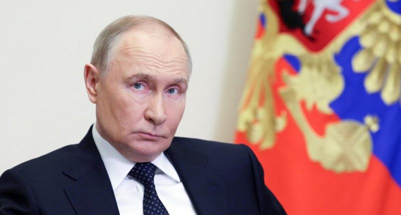Vladimir Putin at a video conference.