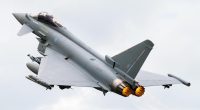 KFYW10 A Eurofighter Typhoon twin-engine fighter jet of the Royal Air Force at RAF Fairford.