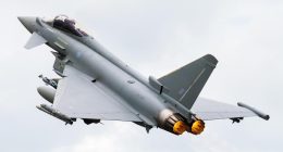 KFYW10 A Eurofighter Typhoon twin-engine fighter jet of the Royal Air Force at RAF Fairford.