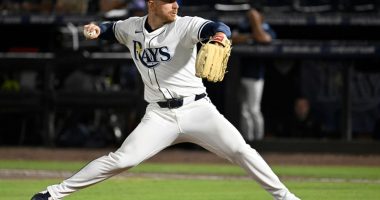 Rays pitcher carted off field and taken to hospital after foul ball into dugout hits him in face