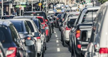 Rush hour traffic gridlock on busy Sydney main road.
