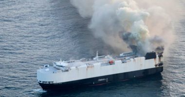 Salvage crew bound for the site of a cargo ship fire off the coast of Alaska