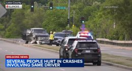 Several hurt in hit-and-run car crash incidents during police chase in Grandwood Park, Gurnee, Illinois areas: Lake County sheriff
