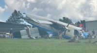 Emergency responders at the scene of a small plane crash.