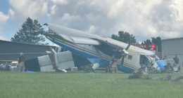 Emergency responders at the scene of a small plane crash.