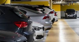 Cars parked in multistorey garage