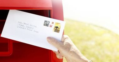 Stamp on a letter Australia Post