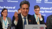 Ed Miliband speaking at an energy security summit.