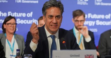 Ed Miliband speaking at an energy security summit.