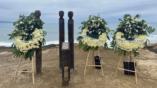Each carved trunk represents one of the surfers, evoking the image of driftwood sculpted by time and tide. Two of the pieces are intertwined at their base, symbolising the unbreakable bond between brothers Callum and Jake.