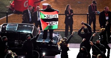 Super Bowl halftime performer charged for running on field with ‘Sudan and Free Gaza’ flag