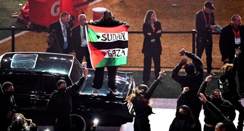 Super Bowl halftime performer charged for running on field with ‘Sudan and Free Gaza’ flag