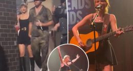 Taylor Swift performs live for the first time since reclaiming her masters at Travis Kelce's Nashville gig