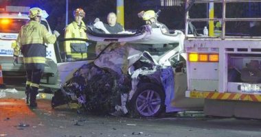 Aï»¿ teenager has died and his family have been seriously injured after two cars collided in Sydney's south-west.