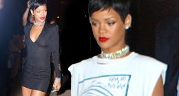 That's more like it! Rihanna steps up the glam in glitzy LBD for VMAs after party after attending awards in boring jeans and T-shirt
