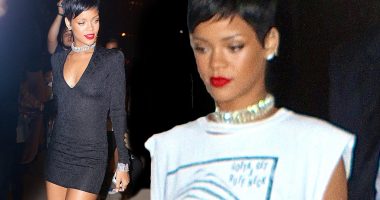 That's more like it! Rihanna steps up the glam in glitzy LBD for VMAs after party after attending awards in boring jeans and T-shirt