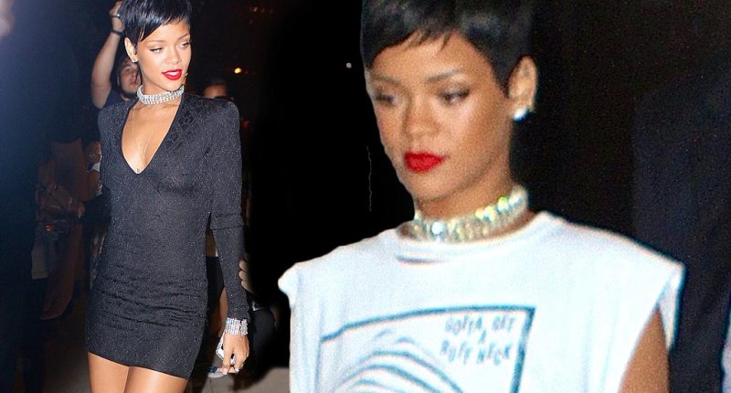 That's more like it! Rihanna steps up the glam in glitzy LBD for VMAs after party after attending awards in boring jeans and T-shirt